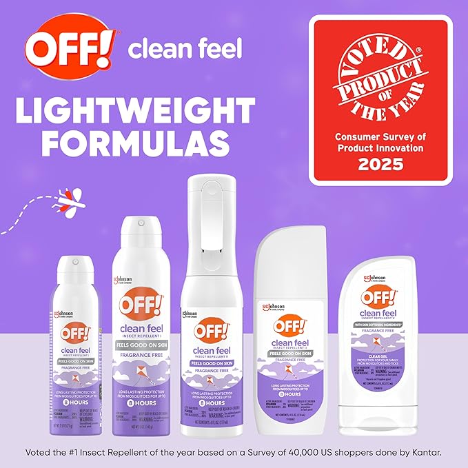 OFF! Clean Feel Insect Repellent Misting Spray, Fragrance-Free Bug Spray for Lasting Protection from Mosquitoes and Ticks, 6 oz