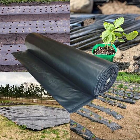 Farm Plastic Supply - Weed Control 6 Mil Black Plastic Sheeting - Heavy Duty Weed Barrier Landscape Fabric for Outdoor Gardens, Non Woven Weed Blocker Fabric, Weed Control (50' x 100')
