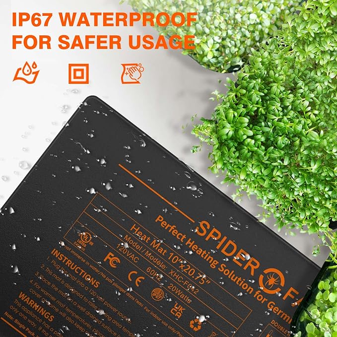 Spider Farmer Seedling Heat Mat 48"X20.75" and Digital Thermostat Controller Set Waterproof Durable for Indoor Gardening (MET UL Certified)