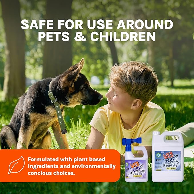 1 Gallon Concentrated Spider Web Washaway Spray with Nozzle- Natural & Long Lasting up to 6 Months