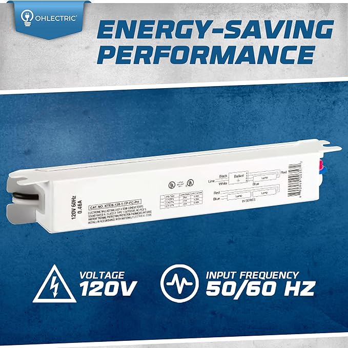 OHLECTRIC 2 Pack - Replacement for Keystone KTEB-128-1-TP-FC-PH/D | 1 Lamp T5 Electronic Fluorescent Ballast | 28 Watts | 120V Input with Rapid Start Technology | UL Listed for Enhanced Safety