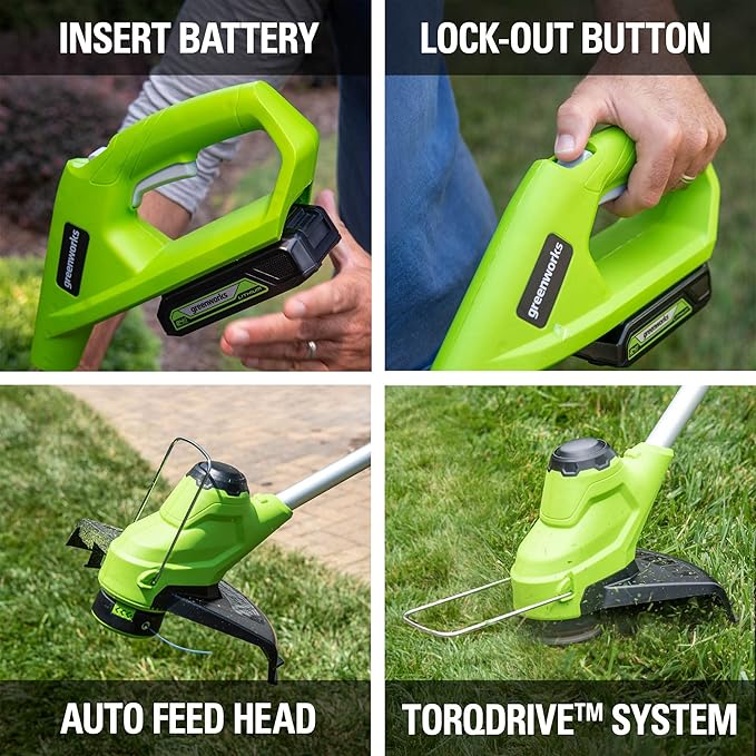 Greenworks 48V (2x24V) 20" Cordless pushMower & 10" String Trimmer Combo Kit – Ideal for Backyard Lawn Grooming, Edge Trimming & Small Garden Maintenance – W/ (4) 4.0Ah Batteries & Dual Port Charger