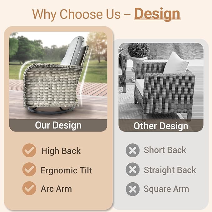 HOOOWOOO Outdoor Patio Furniture Set,7 Pieces Wicker Out Door Sectional Furniture L Shaped Couch,Outside Patio Conversation Sets with LED Table,Light Gray