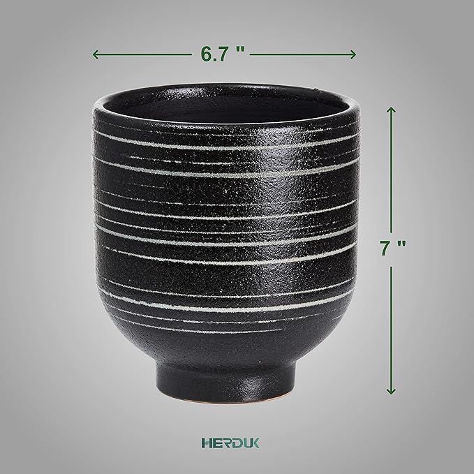 Ceramic Pots for Plants with Drainage Hole, Planters for Indoor Outdoor Plants, 6.7 Inch Flower Pots for Plants Cactus, Aloe Vera, Fern