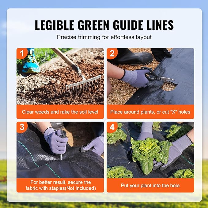 VEVOR Weed Barrier Landscape Fabric, 3x300 FT Heavy Duty Garden Weed Fabric, 3.2Oz Woven Weed Control Fabric, Weed Blocker Mat, Easy Setup, Durable PP Gardening Fabric for Driveway Ground Cover, Black