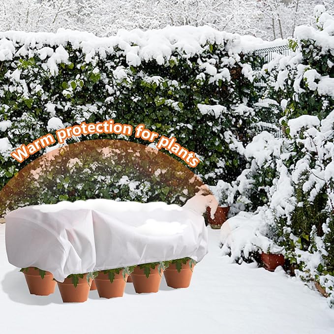 DECOHS 3 Pcs Rectangular Winter Plant Freeze Protection Cover- 59" x 17.7" x 15.7" Balcony Plant Box Cover- Planter Frost Covers Bags Wraps Blanket for Winter Balcony Plant Flower Boxes