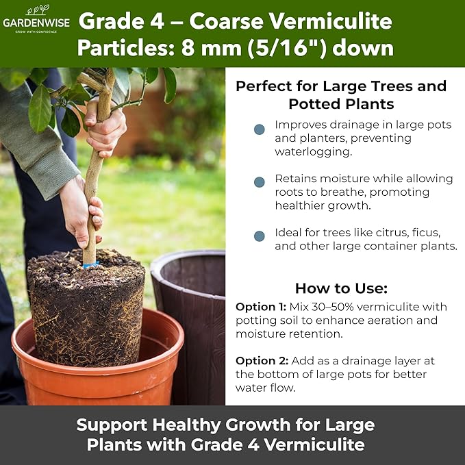 Organic Coarse Vermiculite for Indoor Gardening Plants and Mushrooms – Enhances Soil Aeration, Seed Germination, Rooting Cuttings – Small Packages and Bulk (Vermiculite Grade 4 – Coarse, 1 qt)