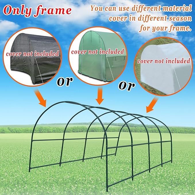 Strong Camel Greenhouse Replacement Frame for 20' X 10' X 7' Larger Hot Garden House , Support Arch Frame Climbing Plants/Flowers/Vegetables (20' X 10' X 7')