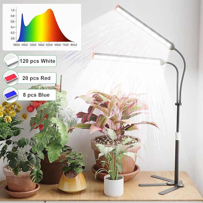 GooingTop Grow Light for Indoor Plants Growing Full Spectrum LED Lamp with Optional Dimming & Timer