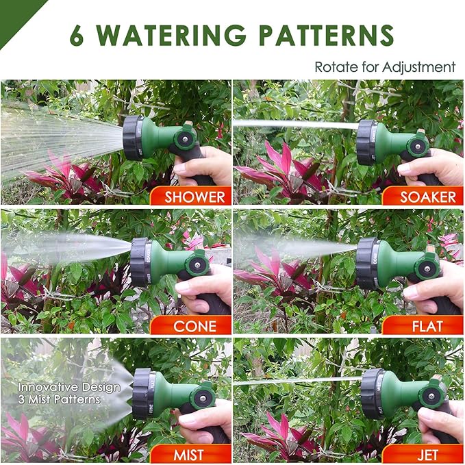 Garden Hose Nozzle Thumb Control Heavy Duty Metal Water Nozzle with Adjustable Watering Patterns High Pressure Hose Nozzle Sprayer, Pefect for Car Washing and Pets Showering