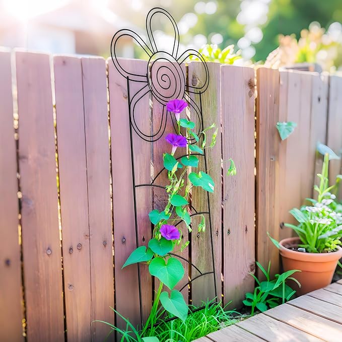 Arifaro Metal Garden Trellis 56″High (Pack of 4) Plant Trellis for Climbing Plants, Outdoor/Indoor Sturdy Plant Trellis for Climbing Vines, Flowers & Garden Plants (Floral)