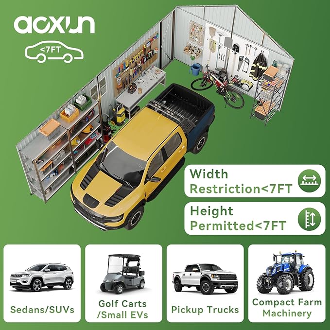 Aoxun 12'x20' Carport Shed Outdoor Metal Storage Sheds with Lockable Door & Sloping Roof- Ideal for Tools, Garden Equipment & Bikes, Perfect for Patio Placement(Brown)