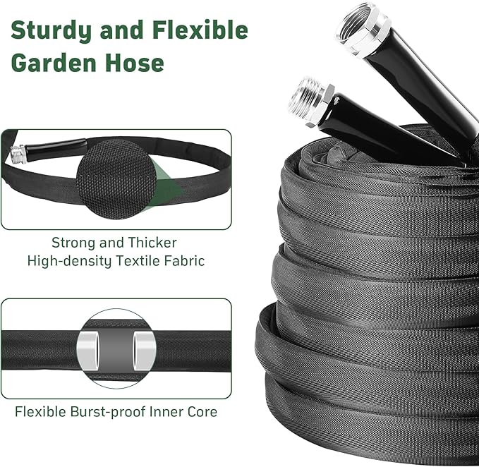 Garden Hose, 50 ft Non-Expandable, Lightweight Water Hose, Leakproof & Durable Design, Easy to Store for Gardening, Car Washing, Pet Bathing