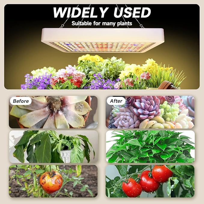 B2000W LED Plant Grow Light Dimmable,Best Grow Lights for Indoor Plants Full Spectrum, Seed Starting Seedlings Vegetable Hanging Growing Lamps, Double Switch Grow Light for Indoor Plants