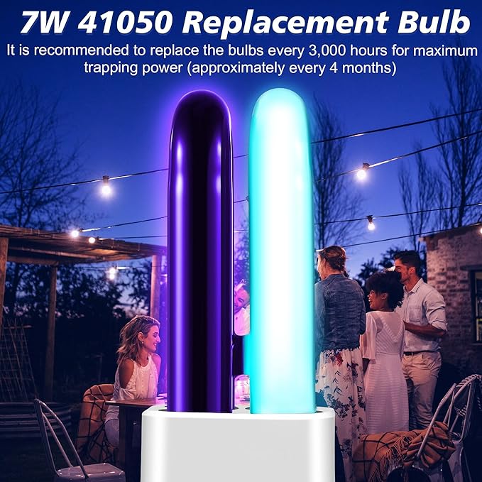 Qualirey 2 Pack 41050 7W Replacement Bulb, Upgraded 2 Color Bug Zapper Replacement Bulb Compatible with Dynatrap DT1050 DT1100 DT1250, 1/2 Acre Mosquito UV Light Trap Replacement Bulbs