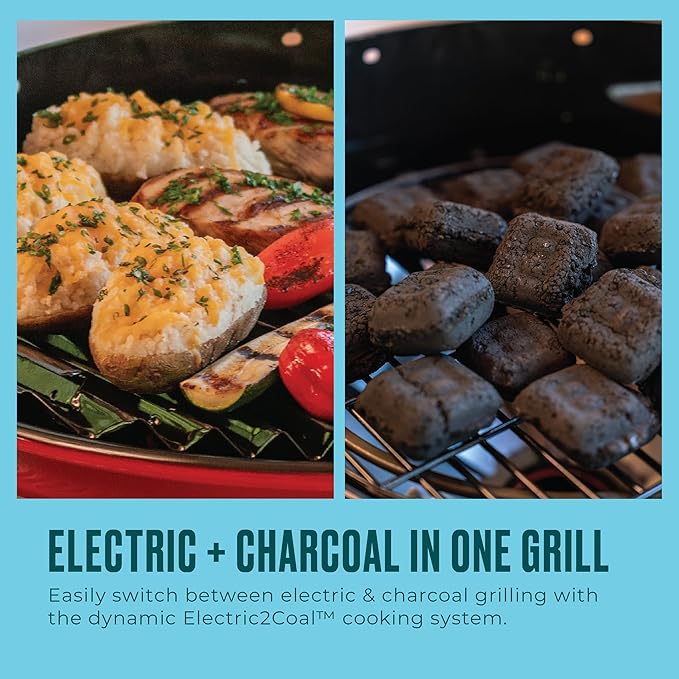 Bistro Pro Electric Grill & Griddle + Charcoal Mode, Red - 25302146