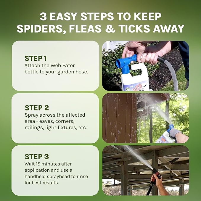 1 Gallon Concentrated Spider Web Washaway Spray with Nozzle- Natural & Long Lasting up to 6 Months