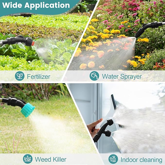 Battery Powered Sprayer 2 Gallon, 2025 Upgrade Electric Sprayer with 3 Adjustable Speed, Battery Indicator, 4 Mist Nozzles, Rechargeable Retractable Wand with Adjustable Shoulder Strap for Lawn Garden