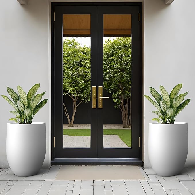 Kante Tall Concrete Planter, 21.7-Inch Height White Large Indoor Outdoor Plant Pot with Drainage Hole for Patio Garden Home, Modern Decor for Flowers and Tree
