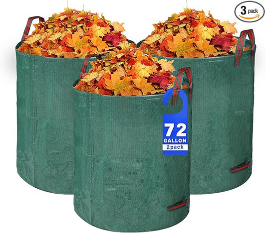 3 PackYard Waste Bags 72 Gallon Lawn and Leaf Bags, Reusable Heavy Duty Garden Bags for Collecting Leaves, Waste Container for Clean Up Outdoor Debris Leaves Grass Clippings