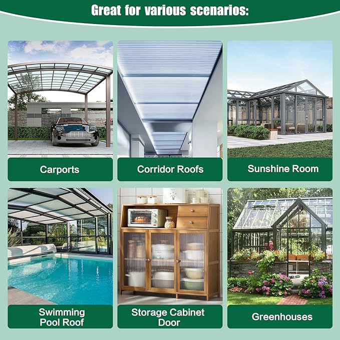 14 Pack Clear Polycarbonate Greenhouse Panels,Twin-Wall Polycarbonate Sheets for Roofing,Greenhouses ,Weather Resistant for Roof, Siding, and Sunroom(4ftx2ftx0.16in)