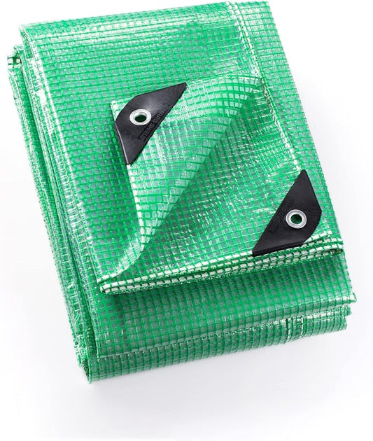 GUARD SHIELD Clear Green Tarp Heavy Duty 8x10 Feet Waterproof for Greenhouse Outdoor Garden Poly Cover UV Resistant 3x3 Weave 10mil