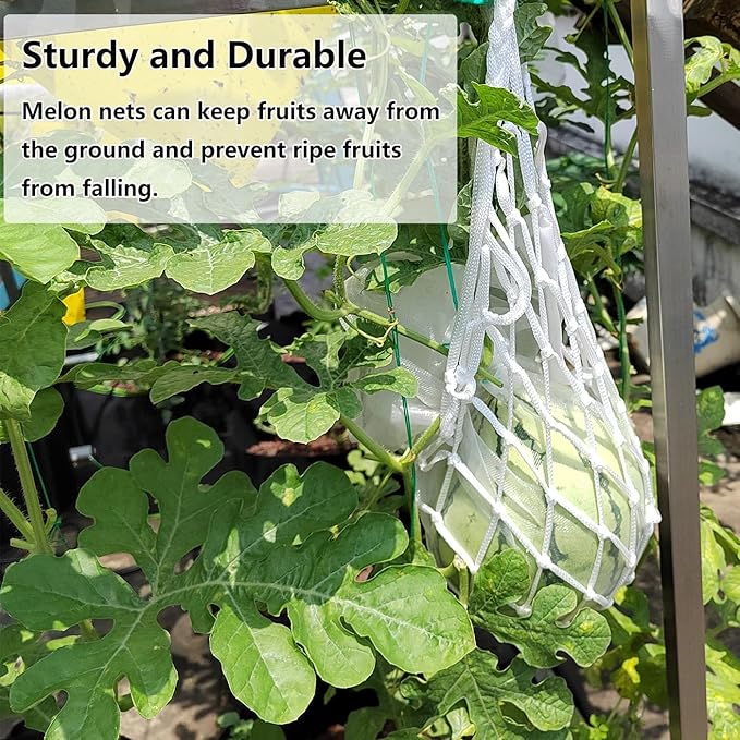 Belit 10 Pack Melon Hammock net Bag to Prevent Falling,Perfect for Growing Cantaloupe Pumpkin Watermelon in Vertical Garden White