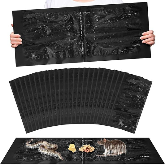 24 Pack Super Sticky Rat Traps, Sticky Mouse Traps, Sticky Snake Traps, Mice Mouse Rat Glue Traps, Sticky Glue Traps for Mice Rats Snakes Roaches Indoor Home Outdoor Kitchen, Easy to Set (26" x 11")