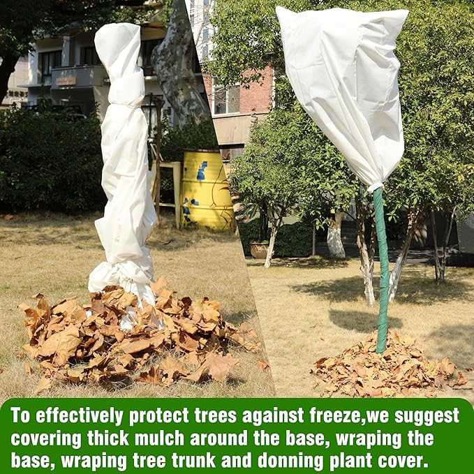 Gardzen 5-Pack Plant Cover Drawstring Tree Cover, Winter Freeze Plant Protection, Tree Jacket Frost Blanket for Outdoor Plants, 31" x 40"