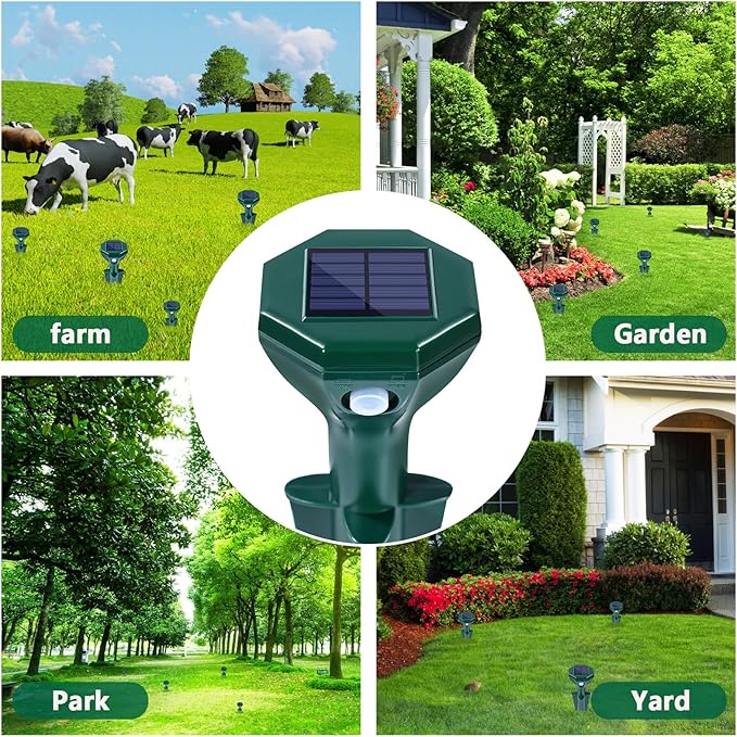 4 Pack-Solar Mole Repeller - Sonic Mole Repeller - Snake Repellent for Yard and Lawn Garden - Mole Repeller - Waterproof Ultrasonic Pest Control Outdoor Keep Mole Away from Yard Lawn (4)