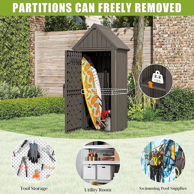 Ultimate Outdoor Storage Cabinet - Durable Resin Construction with Reinforced Floor, Adjustable Shelves & Lock for Security (Grey)