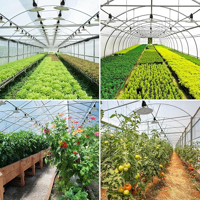 Outdoor LED Grow Lights, Waterproof String Plant Growing Light, Full Spectrum Growth Light with Timer, Suitable for Garden, Farm, Flower, Seedling Greenhouse Grow Light (12 Lights)