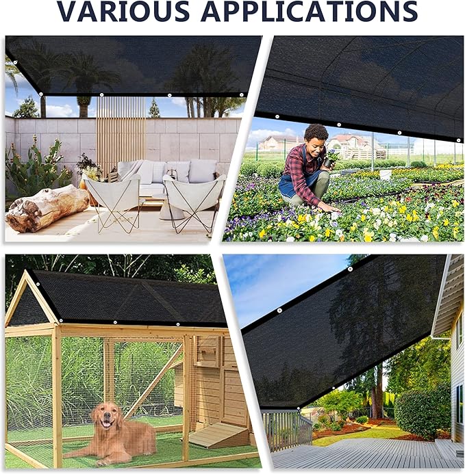 VICLLAX 90% Shade Cloth, 11x16FT Durable Black Mesh Trap with Every 3 FT Grommet, Sun Shade Fabric Netting for for Plants Cover, Greenhouse, Chicken Coop, Barn Kennel, Garden Patio