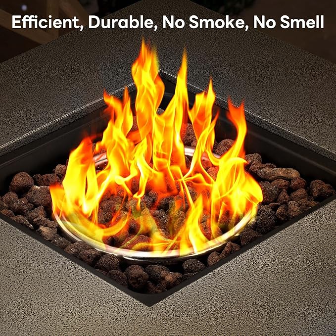 28 Inch Propane Fire Pit Table, 3-in-1 Multi-Use 50,000 BTU Square Gas Fire Pit with Lid & Lava Rock, Steel Tabletop, Adjustable Flame, for Patio, Backyard, Deck, Outdoor Gatherings