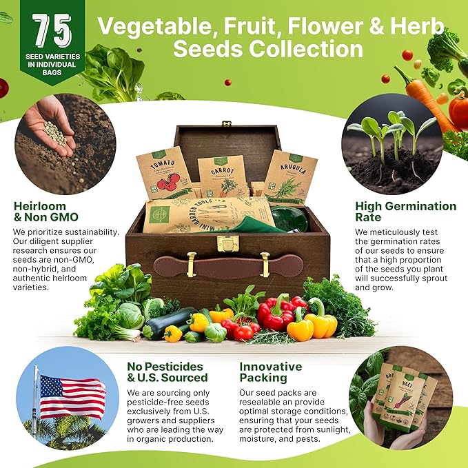 Medicinal & Tea Herb Seeds Variety Pack for Indoor & Outdoors - 75 Variety Pack. Non-GMO Heirloom Garden Seeds: Rosemary, Cilantro, Basil, Oregano, Parsley, Dill, Lavender, Catnip, Dill, Calendula