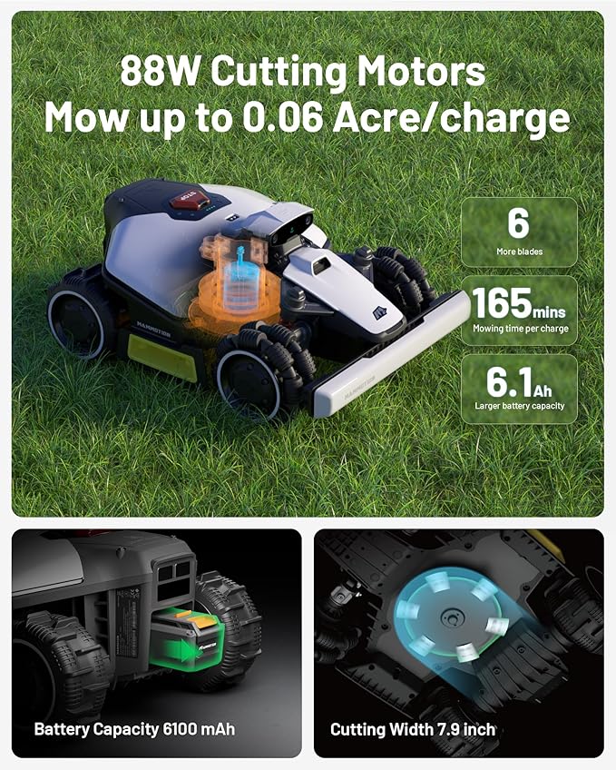 LUBA mini AWD 1500H Robot Lawn Mower with Garage, Mowing 0.37 Acre, All-Wheel-Drive for 80% Slope, UltraSense AI Vision+RTK Auto-Mapping, Cutting Height 2.2"-4.0"