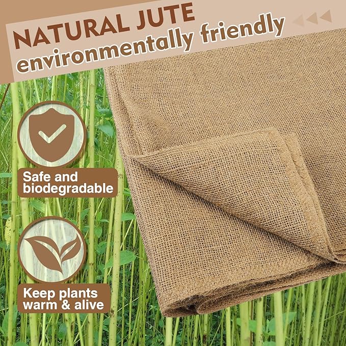 ANPHSIN 15ftx23.6in Natural Burlap Plant Covers Freeze Protection - Winter Frost Plant Blankets, Frost Cloth Tree Wrap for Outdoor Bushes Trees Potted Plants Cold Weather