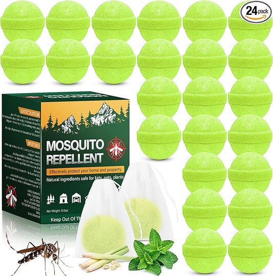 24 Pack Mosquito Repellent for Outdoor Patio, Natural Mosquito Deterrent for Yard Camping Travel, Powerful Fly Mosquito Control Repellant Indoor Outdoor Safe for Humans & Pets