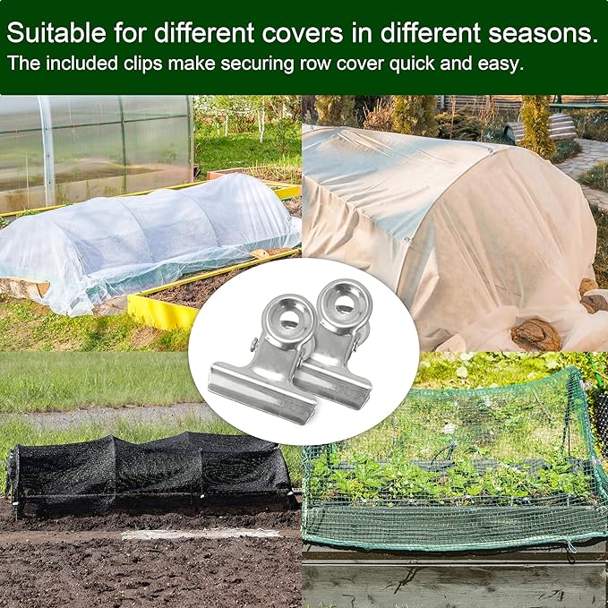PHYEX Garden Hoops Greenhouse Hoops for Row Covers & Raised Beds, Rust-Free Fiberglass Frame, DIY Adjustable Garden Tunnel with Clips for Plant Covers, Netting, & Frost Protection, 30pcs