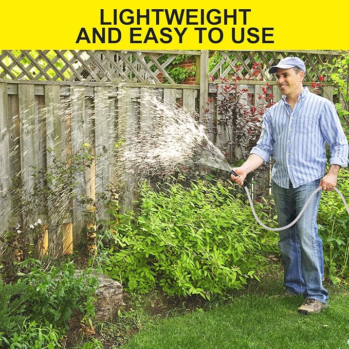 FOXEASE Metal Garden Hose 10 ft - Stainless Steel Water Hose with Adjustable Nozzle, Lightweight, Tangle Free & Kink Free, Heavy Duty, High Pressure, Flexible, Dog Proof