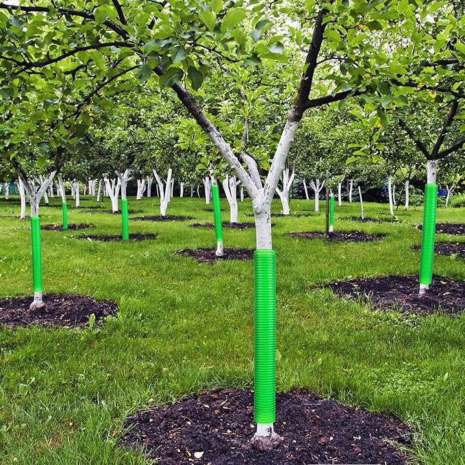 20 Pcs Corrugated Tree Guards Tubes Plastic Saplings Tree Trunk Protectors Wraps to Protect Bark from Deer, Sapling from Rodents, Mowers, Animals (15.7 x 2,Army Green)