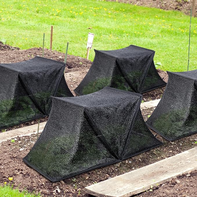 2 Pack Foldable Plant Shade Tent, 35" x 20" x 14" Raised Garden Bed Plant Sun Protection Cover, UV Resisitant 80% Sunblock Garden Sun Shade Net Crop Cage with Stakes for Outdoor Plants Flower Potted