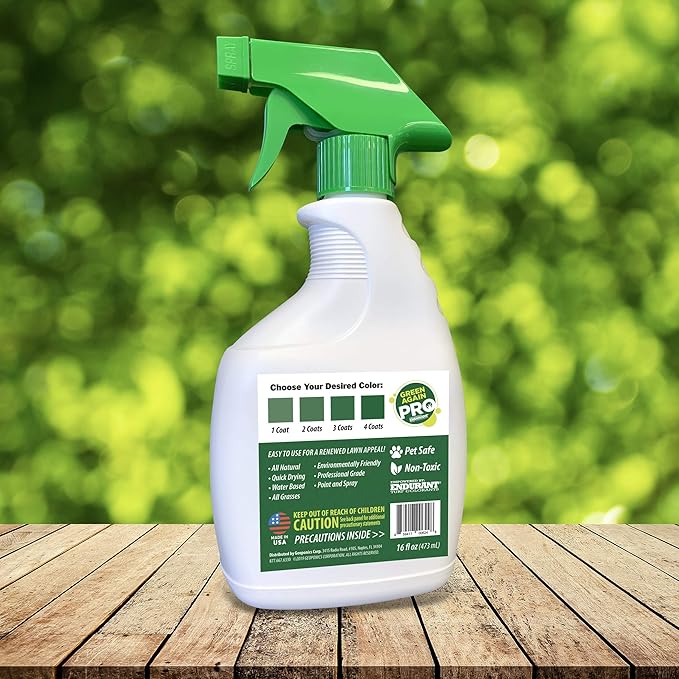 Pre-Mixed Grass and Turf Paint - All Natural Pet-Friendly Lawn Colorant Turns Spots Green Again with Eco-Friendly Point-and-Spray Application (16 oz) (Cool Season Grasses)