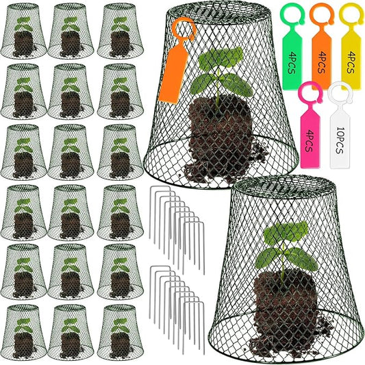 20 Pcs 8inch Chicken Wire Plant Covers,Wire Garden Cloches Chicken Wire Cloche Plant Protector Metal Heavy Duty Garden Plant Cloche for Keeping Bunnies Chicken Squirrels Birds Other Out