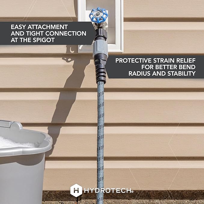 Hydrotech 60 ft Garden Hose – Patented Force Control, Burst-Proof, Lightweight, Flexible, No-Kink Design, 5/8", 4 Tire Hose Guides, Ideal for Car Wash & Automotive Care