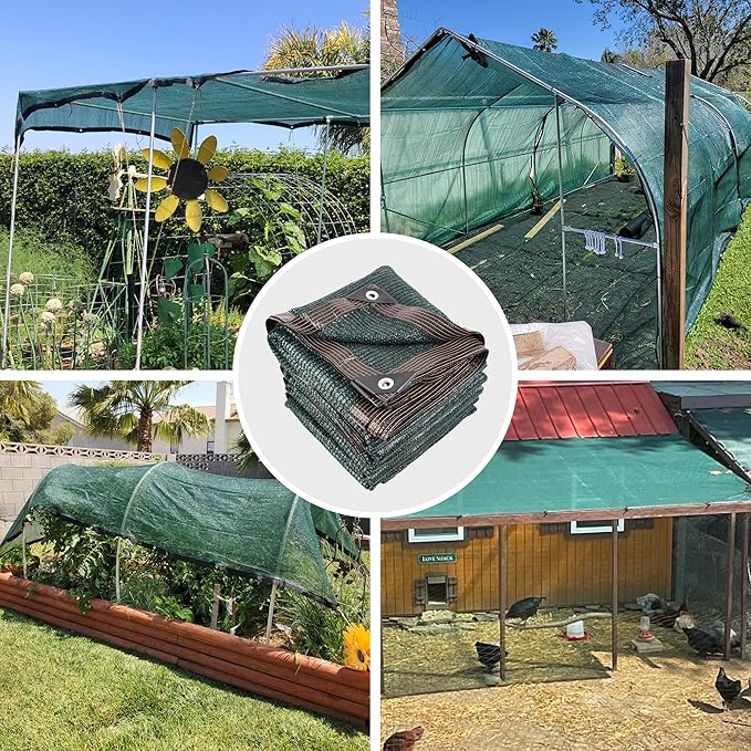 40% 20 X 30 FT Green Shade Cloth, Outdoor Woven Sun Shade with Grommets, Durable Breathable Netting Shading Antifreezing for Patio, Garden, DIY Home, Plants Cover, Greenhouse, Dog Kennel