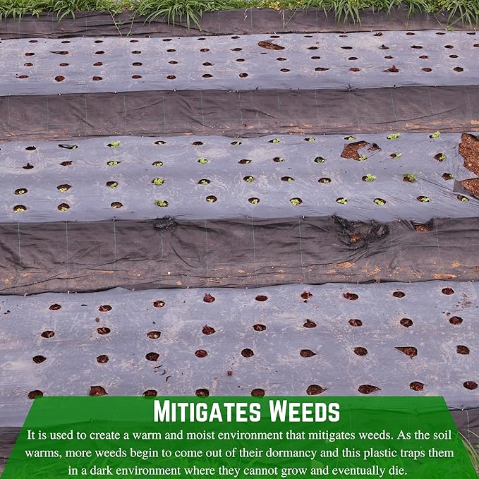 Farm Plastic Supply - Weed Control 6 Mil Black Plastic Sheeting - Heavy Duty Weed Barrier Landscape Fabric for Outdoor Gardens, Non Woven Weed Blocker Fabric, Weed Control (50' x 100')