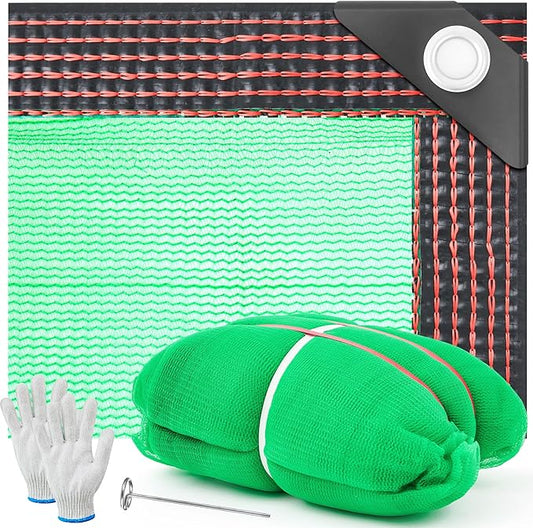 Fruit Collector Harvesting Net 13 x 13 ft with Ground Pegs and 2 Pairs of Gloves Reusable Leaf Agricultural Collection Netting Fruit Picking Basket for Trees Walnut Olive Chestnut