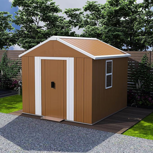 KEIKI 6X4 FT Heavy-Duty Outdoor Storage Shed, Metal Storage Shed with Windows, Lockable Door & Ventilation, Weatherproof Outdoor Garden Shed for Garden, Backyard, Patio, Lawn