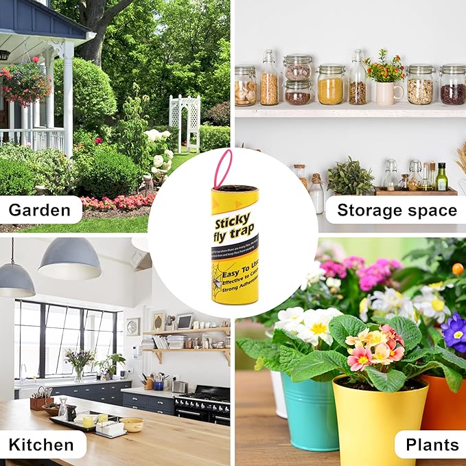 40 Rolls Fruit Fly Traps for Indoors, Fly Trap, Fly Trap Indoor for Home,Fly Traps Outdoor, Sticky Fly Strips, Fly Glue Paper Tape Catcher Ribbon for Gnat Fungus Fruit Flies